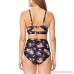 Baleaf Women's High Waist Retro Floral Push Up Swimsuit Two Piece Bikini Bottom Black B07MWBN51D